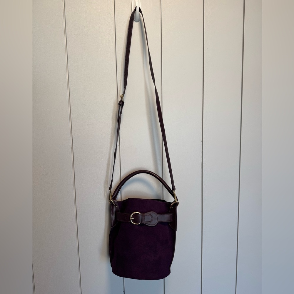 NWOT Elegant Purple Suede Women's Bag - Picture 9 of 15
